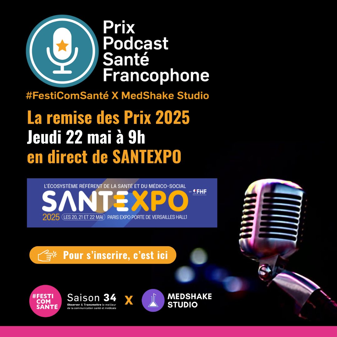 Festival de la Communication Santé (@festicomsante) on Twitter photo 🚨Découvrez en Exclusivité les 19 catégories des Prix du Podcast Santé Francophone édition 2025 #FestiComSanté X <a href="/medshakestudio/">MedShake Studio</a>
🥳 Plus d'une centaine de podcasts sont en compétition cette année !
✔️ Découvrons les 19 catégories retenues pour les récompenser....
🧠 Santé 🚨Découvrez en Exclusivité les 19 catégories des Prix du Podcast Santé Francophone édition 2025 #FestiComSanté X <a href="/medshakestudio/">MedShake Studio</a>
🥳 Plus d'une centaine de podcasts sont en compétition cette année !
✔️ Découvrons les 19 catégories retenues pour les récompenser....
🧠 Santé