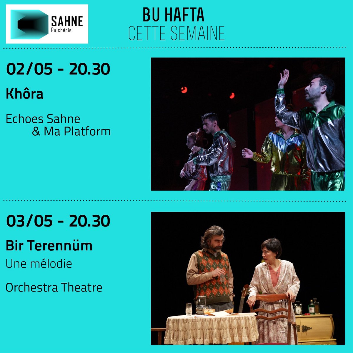 Bu hafta Sahne Pulchérie’de! Biletler <a href="/tiyatrolarcomtr/">tiyatrolarcomtr</a> | Cette semaine à Sahne Pulchérie ! <a href="/EchoesSahne/">Echoes Sahne</a> @maplatformofficial <a href="/Orchestratheat1/">Orchestratheatre</a>