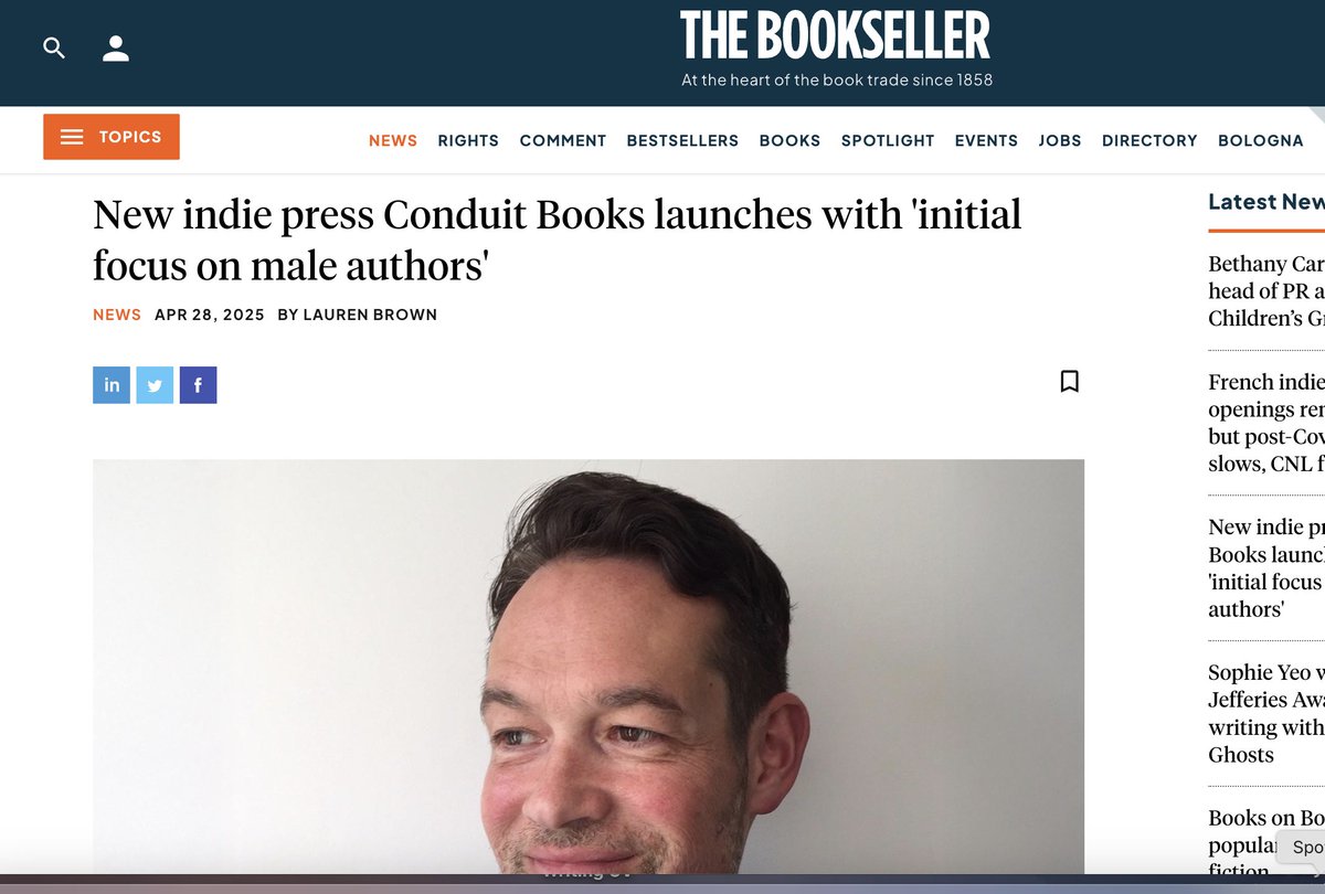 *Exciting news alert!* So I've started a small press called CONDUIT BOOKS, publishing literary fiction and memoir, focussing (initially) on male authors. You can find us at @conduitbooks on Bluesky &amp; Instagram. Submissions open 1st -31st May. conduitbooks.co.uk