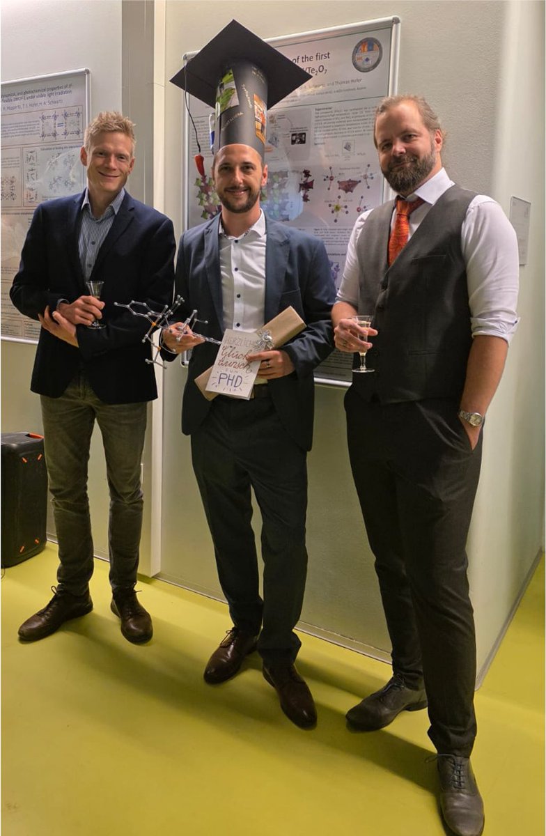 HohlochL's tweet image. Congratulations to Benjamin Wittwer for defending his PhD last Friday. First PhD of our group from Innsbruck. You have done a great job and really pushed forward our lanthanide chemistry! We wish you all the best for your future at Thyssen-Krupp.