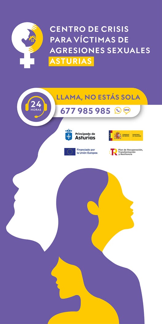 GobAsturias's tweet photo. 🟣 Da igual en qué circunstancias
🟣 Da igual si quieres denunciar o no
🟣 Da igual si no recuerdas bien lo ocurrido
📢 Si estás en #Asturias y has sufrido una agresión sexual, #NoEstásSola: estamos para acompañarte
📞 677 985 985
#ViolenciaSexual #CentroDeCrisis https://t.co/ZGEN1C7Bxj