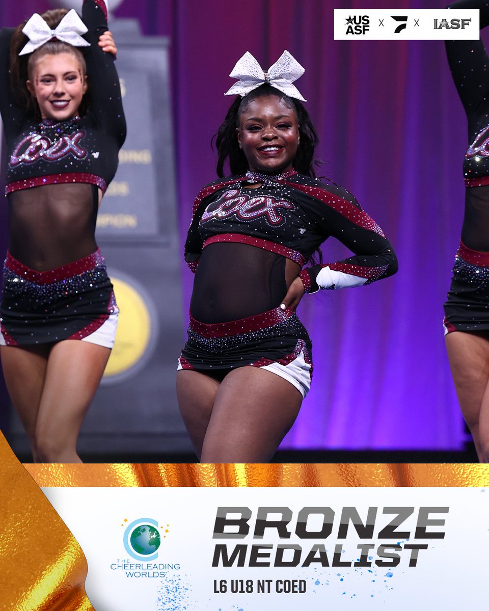 Congratulations to the #CheerWorlds2025 L6 U18 NT Coed Medalists!

🥇ATA
🥈Top Gun All Stars
🥉Cheer Extreme