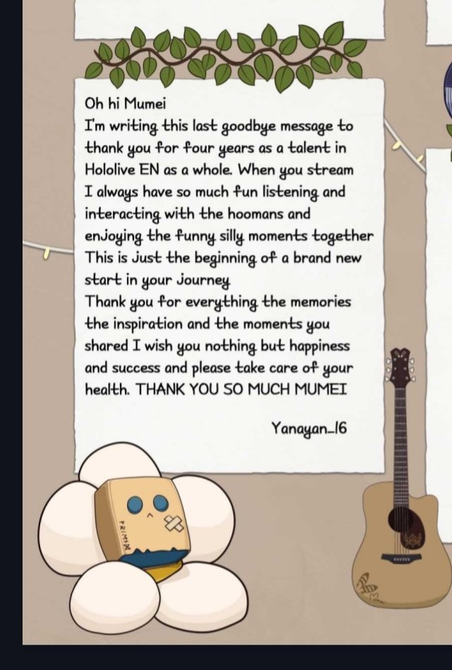 Yanayan_16's tweet photo. Thank you for being our silly idowl mumei thank you for everything 🤎🦉

This is my message from the mumei's message book

#NanashiMumei3DGraduation
#NanashiMumei 
#HololiveEN https://t.co/ebqfjSg2IE