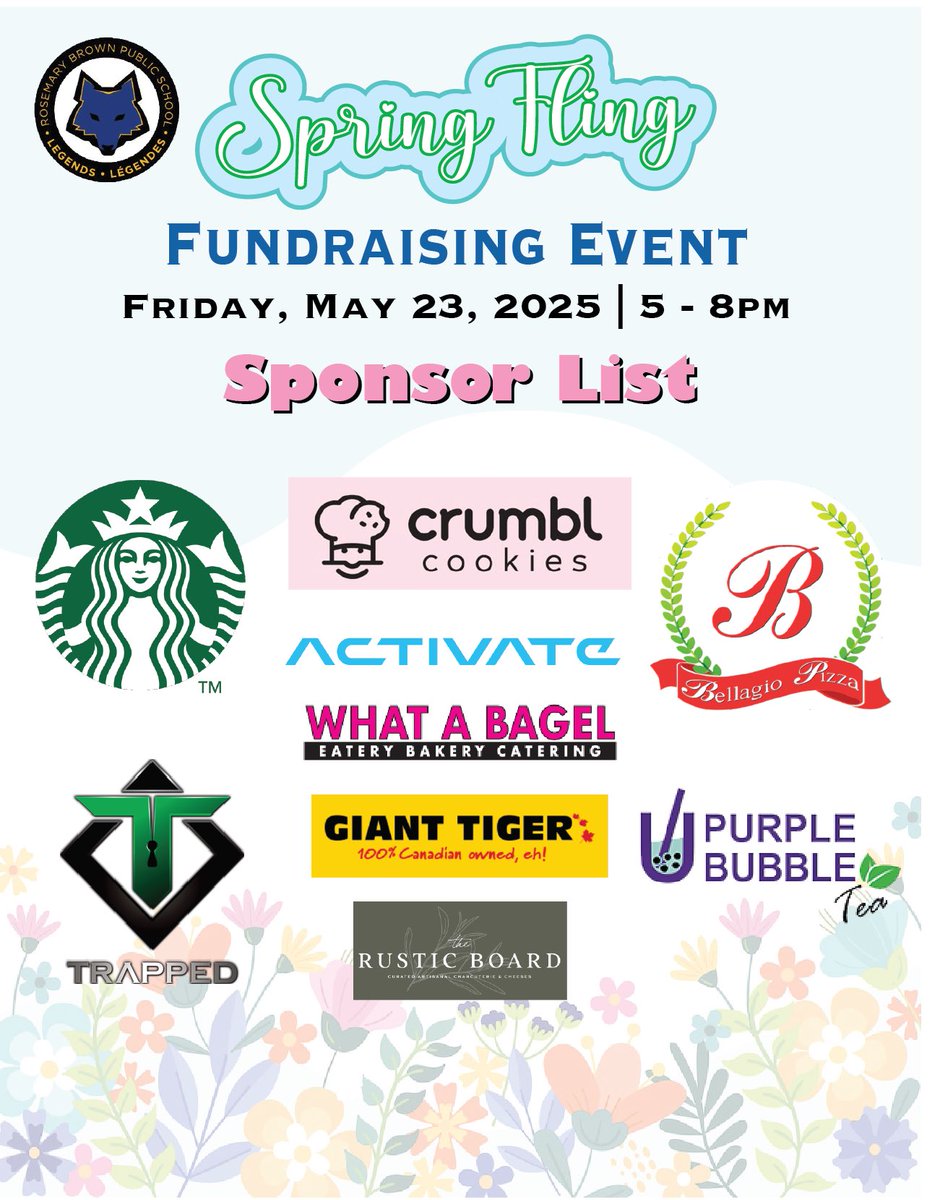 RBPS_SCC's tweet photo. Don’t miss our Spring Fling Fundraiser May 23rd from 5-8pm. 
#crumbl #Trapped #starbucks #whatabagel #bellagiopizza #gianttiger #rusticboard #activatepickering https://t.co/0798iPwagI