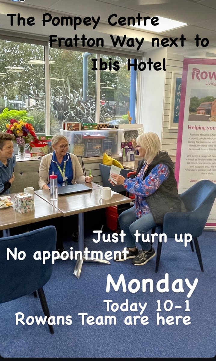 sparkintolife's tweet image. Today just turn up if you have or care for someone with a life limiting condition- @RowansHospice team will help with advice support just pop along and see a friendly person, the Pompey Centre next to Ibis Hotel please don’t be alone today