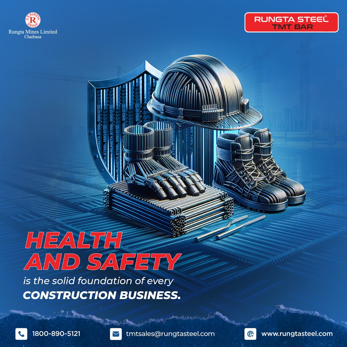 At Rungta Steel, we believe that building dreams begins with protecting the hands that create them. Happy world day for safety and health. 
#rungtasteel #rungtasteeltmtbar #ekdumsolid #chalesaalonsaal #worlddayforsafetyandhealth