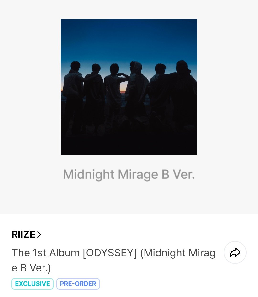 RIIZE Midnight Mirage B Ver. ウンソク RIIZE ODYSSEY Midnight