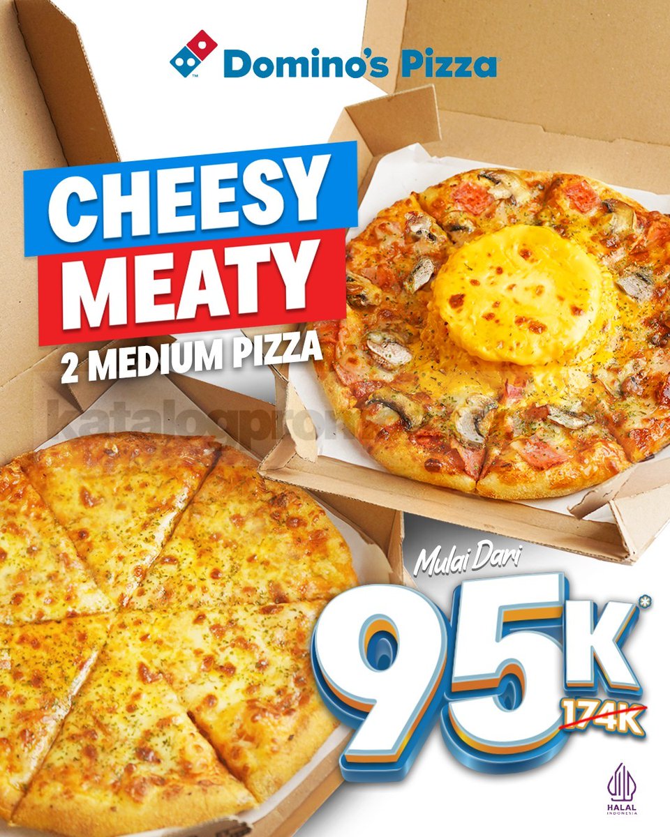 katalogpromosi's tweet image. Ngidam cheesy 🧀 &amp;amp; meaty 🥩? CHEESY MEATY-IN aja!
Promo Domino's Cheesy Meaty: Beli 2 Medium Pizza cuma Rp95.000-an*!
Double pizza, double happy! 🍕🔥
Buruan sebelum kehabisan ➡️ katalogpromosi.com/promo-dominos-…

#DominosPizza #CheesyMeaty #PromoPizza