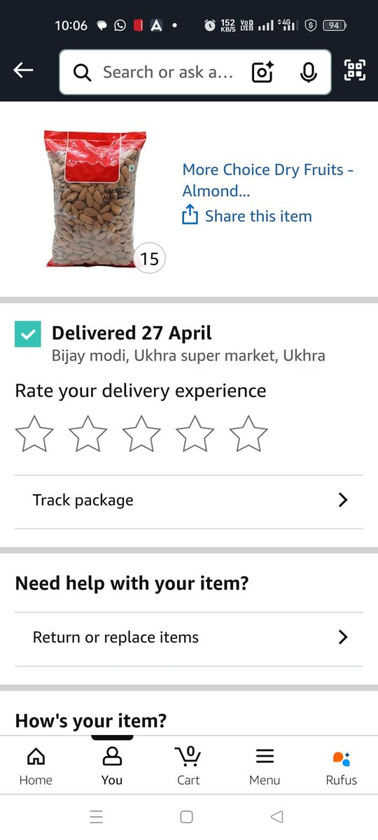 Akmodi7074's tweet photo. @amazonIN @amazon @BandBajaateRaho @jagograhakjago now amazon is also doing fraud with their prime customer so beware with amazon got 100 gm sugar candy instead of 15kg almonds. https://t.co/wquOPSBz7q