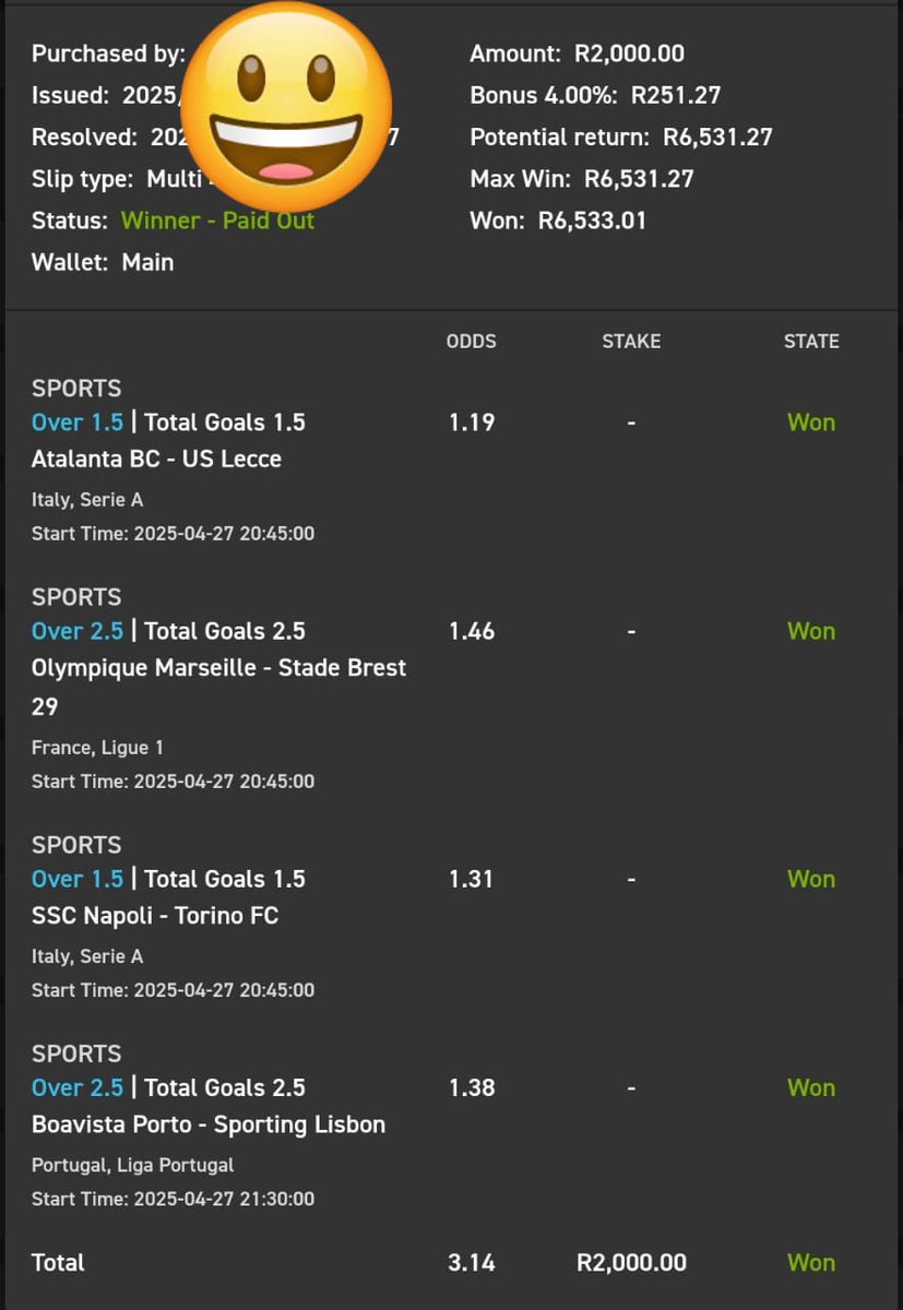 😭😭😭Big BooM R6 533
😂MR WIN EVERYDAY🍏Play My Slips if u want to Win Everyday🙌
🔥Register Easybet 💛 click here👇
 
ebpartners.click/o/dUrEqT

Promo Code : GIFT50
18 + T&amp;CS Apply <a href="/Easybet_SA/">Easybet South Africa</a>