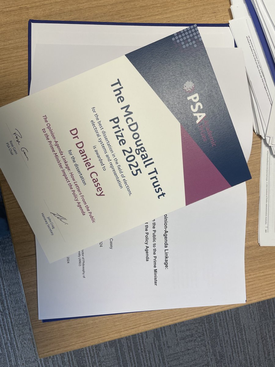 (((Dr Daniel Casey)))✡️🇮🇱 (@danielcasey_cbr) on Twitter photo Very excited that I received the McDougall Trust Prize from <a href="/PolStudiesAssoc/">Political Studies Association</a> for the best thesis in the field of electoral systems & representation! First paper from the thesis out soon in <a href="/govandopp/">govandopp</a> - or read the full thing doi.org/10.25911/3GSS-…. <a href="/politicsANU/">ANU School of Politics & International Relations</a> Very excited that I received the McDougall Trust Prize from <a href="/PolStudiesAssoc/">Political Studies Association</a> for the best thesis in the field of electoral systems & representation! First paper from the thesis out soon in <a href="/govandopp/">govandopp</a> - or read the full thing doi.org/10.25911/3GSS-…. <a href="/politicsANU/">ANU School of Politics & International Relations</a>
