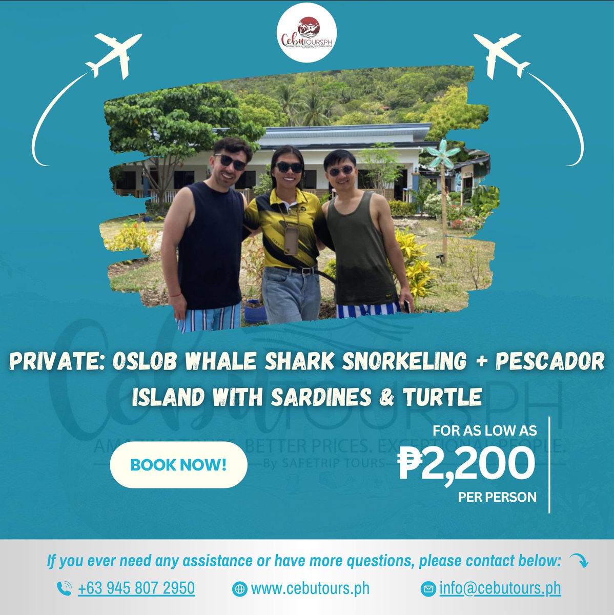 CebuTours's tweet photo. We just want to take a moment to send a huge thank you to our guest who chose Cebu Tours.

Book now:
https://t.co/sYGTqbWQx8
#cebutoursph #whalesharkwatching #oslobwhaleshark #Cebu #pescadorisland #turtles #SardinesRun https://t.co/f8UHAhPEb9