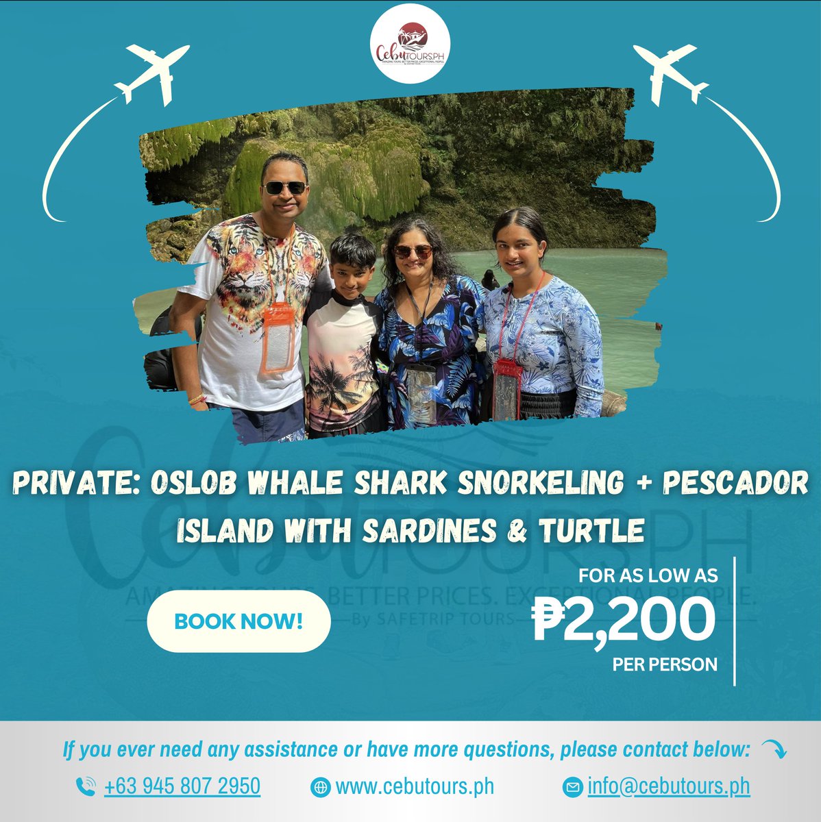 CebuTours's tweet photo. We just want to take a moment to send a huge thank you to our guest who chose Cebu Tours.

Book now:
https://t.co/sYGTqbWQx8
#cebutoursph #whalesharkwatching #oslobwhaleshark #Cebu #pescadorisland #turtles #SardinesRun https://t.co/f8UHAhPEb9