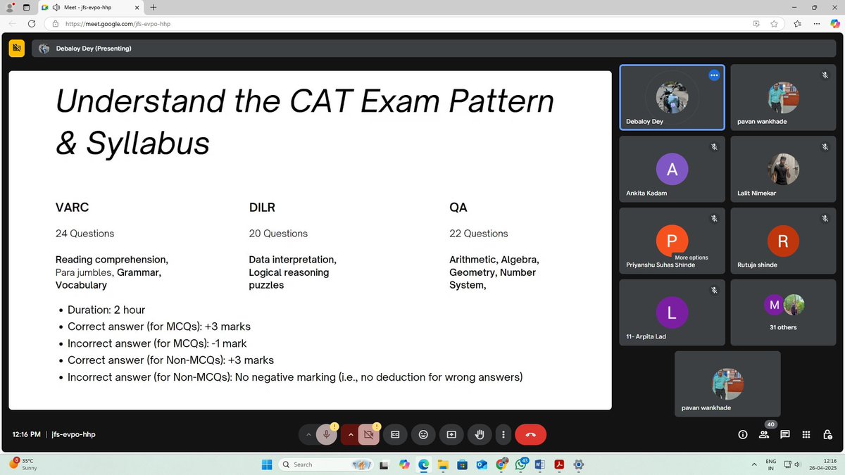 Dypcopharmacy's tweet image. Dr. D. Y. Patil College of Pharmacy successfully organized an insightful online session on &quot;MBA Preparation, Career Paths and Strategies to Crack Top B-Schools&quot; on 26th April 2025.
The event was coordinated by our esteemed alumna Ms. Priyanka Dandge

#DYPCOP #MBAprep #CATexam