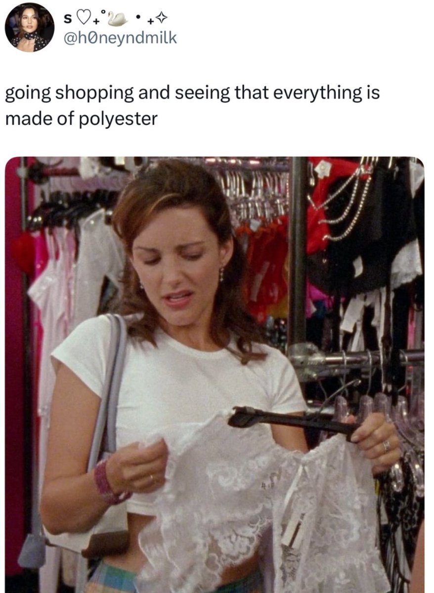 I’m not a Polly freaking Pocket to be wearing clothes made of plastic, ok