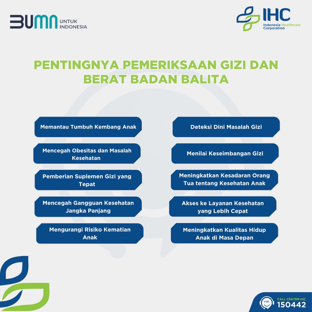 callcenterihc's tweet photo. Pentingnya Pemeriksaan Gizi dan Berat Badan Balita sangat besar untuk mendukung tumbuh kembang anak yang optimal dan mencegah masalah kesehatan jangka panjang.

#BUMNuntukIndonesia
#PertamedikaIHC
#EnergizingYourHealth
#CallCenterIHC https://t.co/kznqxRFNtr