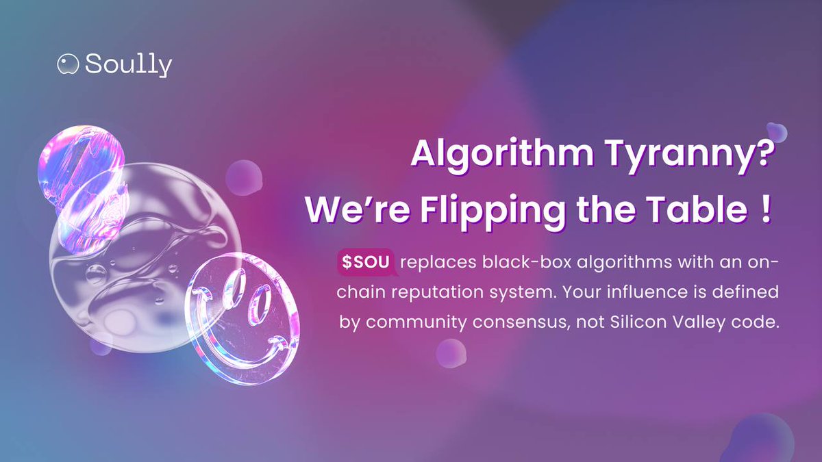 SoullyProtocol's tweet image. ⏳ $SOU countdown to launch. ⏳

#SOULLY Mainnet, in the final calibration.

The old social order is about to collapse, and a new era of equal influence is about to officially begin! It&apos;s not just about joining us, it&apos;s about the ticket to an impactful digital renaissance!