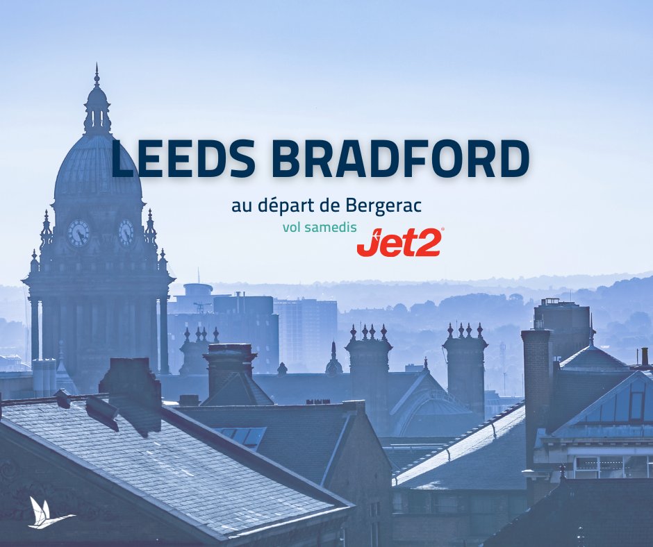 Leeds Bradford – Bergerac
Vols directs tous les samedis entre Leeds Bradford et Bergerac.

Réservez votre voyage sur bergerac.aeroport.fr

#volsbergerac #leeds #volsdirects