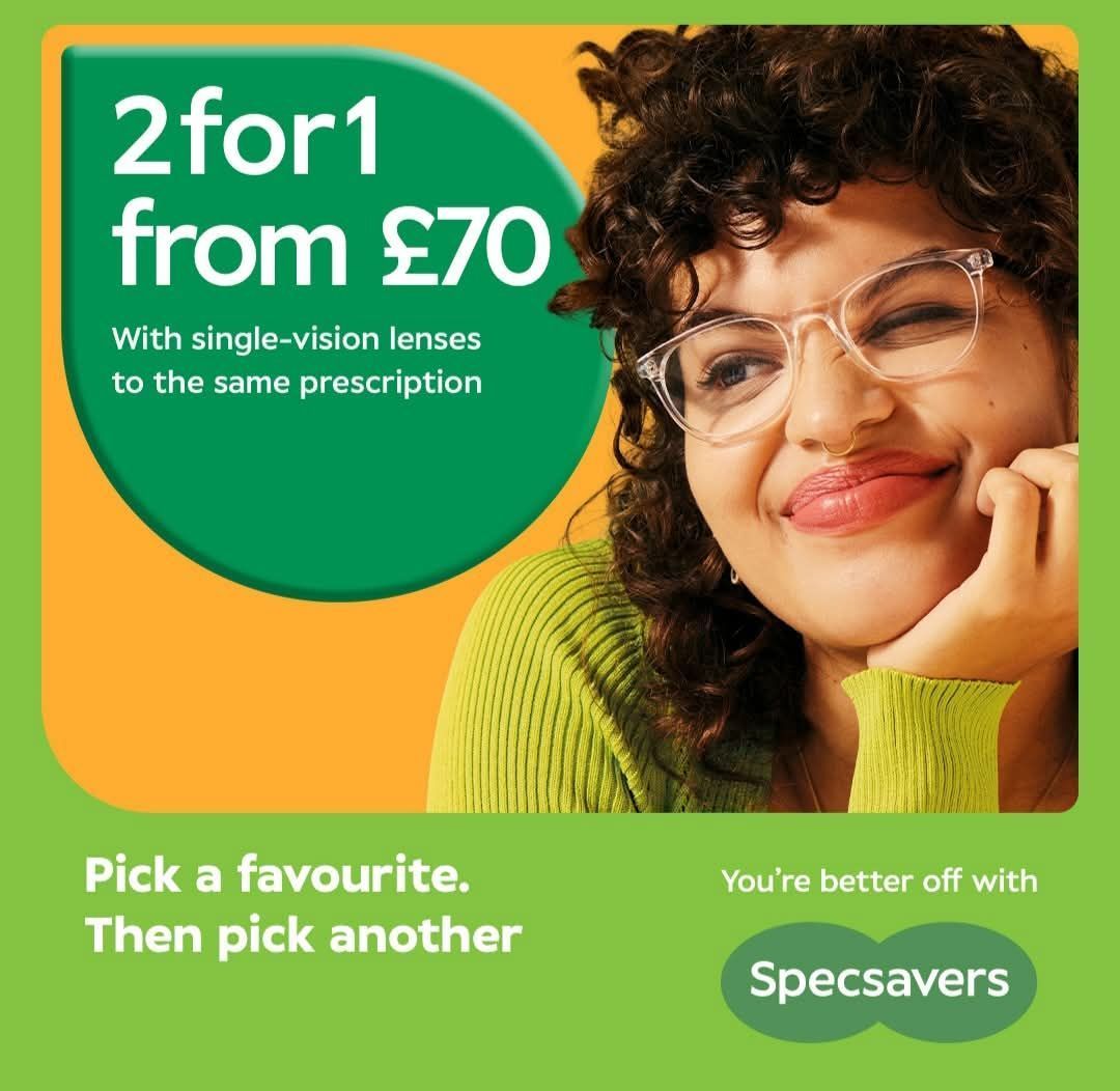 Find the glasses you love, in a colour &amp; shape that makes you feel great 🤓

Then, choose another great style for free. 

All frames from Specsavers £70 range and above are 2 for 1.

T&amp;Cs apply - see instore or online.
#ByronPlace #Seaham #Community #Rediscoverlocal #NorthEast