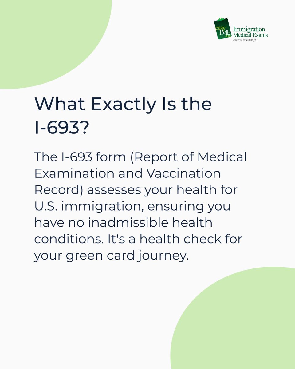 easyIME's tweet image. I-693 for your Green Card: Medical exam essentials covered. 
Simplify scheduling and gain support with easyIME. Contact us today! 
#ImmigrationMedical #USCIS #easyIMESolution #GreenCardPrep