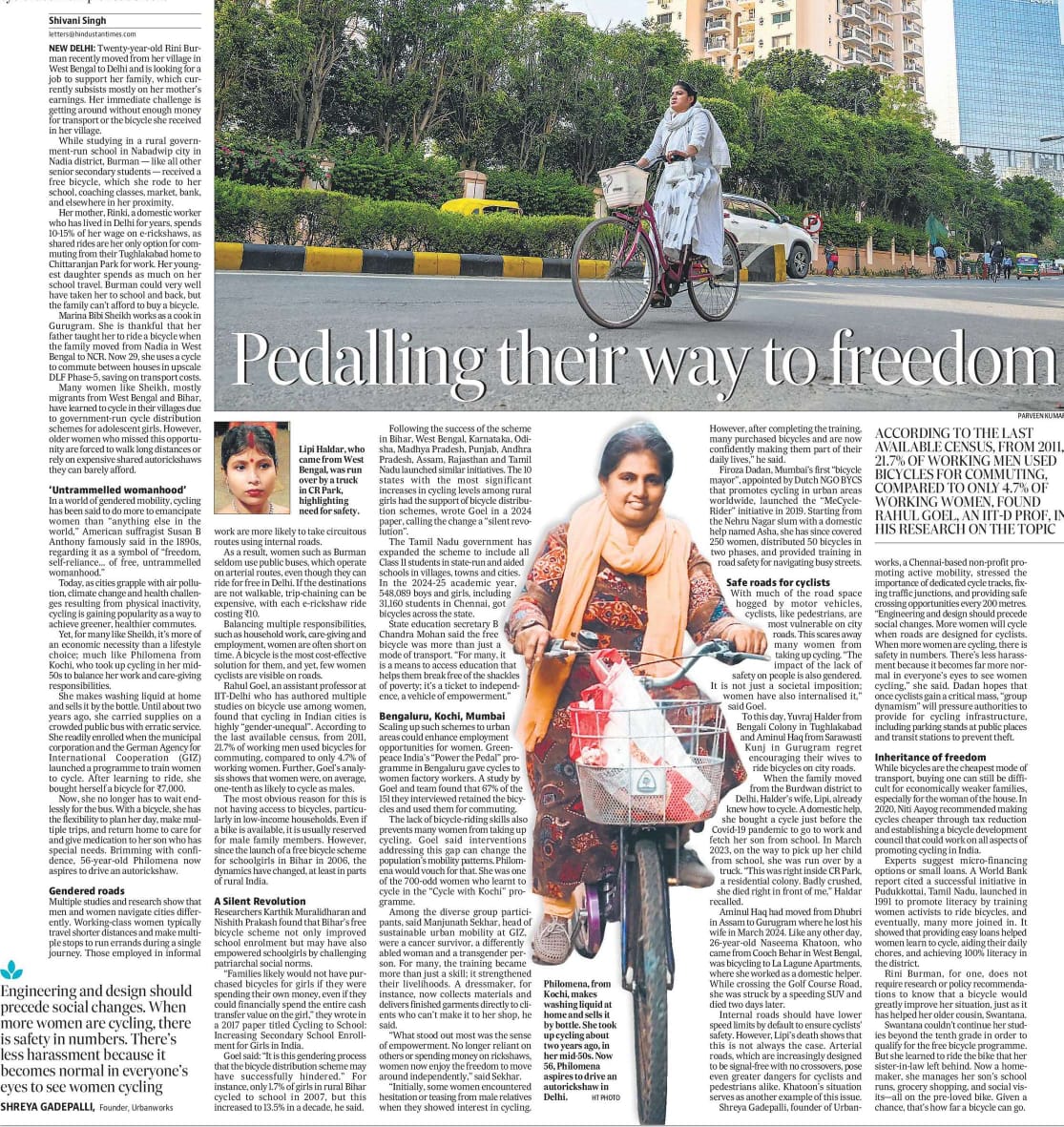 TRIP Centre (@trip_centre) on Twitter photo Featuring our research work on cycling, <a href="/shivaniwrites/">shivani singh</a> article on women cyclists in India <a href="/htTweets/">Hindustan Times</a> Featuring our research work on cycling, <a href="/shivaniwrites/">shivani singh</a> article on women cyclists in India <a href="/htTweets/">Hindustan Times</a>