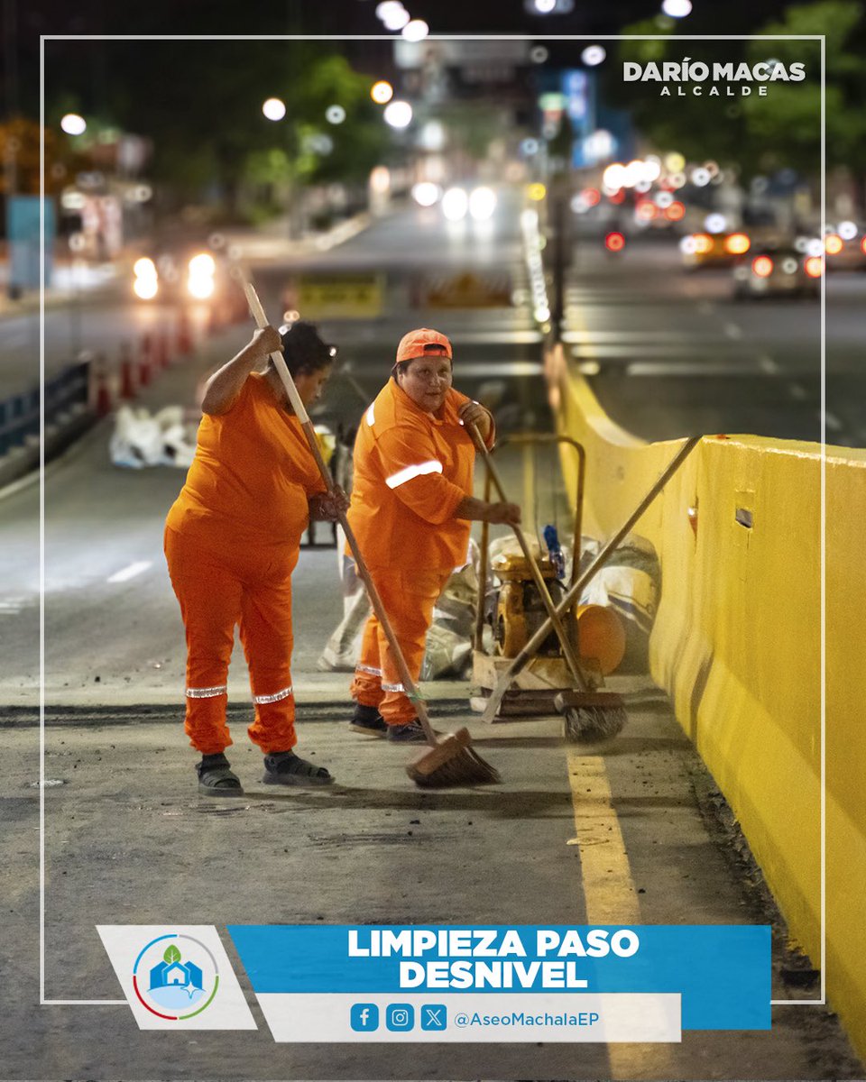 AseoMachalaEP's tweet photo. AHORA |

¡Seguimos en acción!😎
Nuestro equipo no para: limpieza total del paso a desnivel tras el mantenimiento.
¡Espacios seguros y listos para ti!
Porque #Machala merece siempre lo mejor.

#MachalaLaGranCiudad
#MachalaCompromisoDeTodos
#DaríoMacasAlcalde https://t.co/zTbQOgyQC9