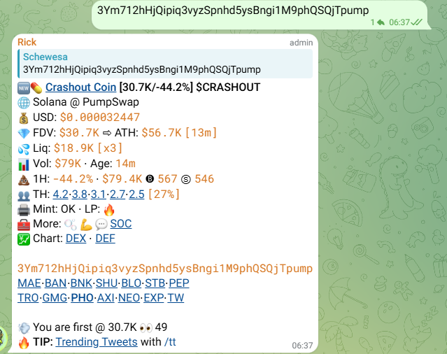 SchewesaGem's tweet photo. $CRASHOUT  Crashout Coin  80x🚀      
CA :
3Ym712hHjQipiq3vyzSpnhd5ysBngi1M9phQSQjTpump

Coin bannerında gamble olduğuna inandım ve alım yapıp grubumda paylaştım. Çok fazla shilleme gelince 100k da 600k iğne atınca gideceğini biliyordum ve 40x de sattım. 2.5M MC görüp 80x yaptı. Sabah sabah çok güzel kazandırdı. 
   
Beğendiklerimi paylaşıyorum. Kendi görüşlerimdir. Yatırım tavsiyesi değildir. Bunu hiçbir zaman unutmayın.                    
$BONK $TRUMP $ELON #elon #trump #coin #gem #time #10x #100x #1000x #crypto #sol #chain #grok #bsc #bnb #BONK $SOL $BNB