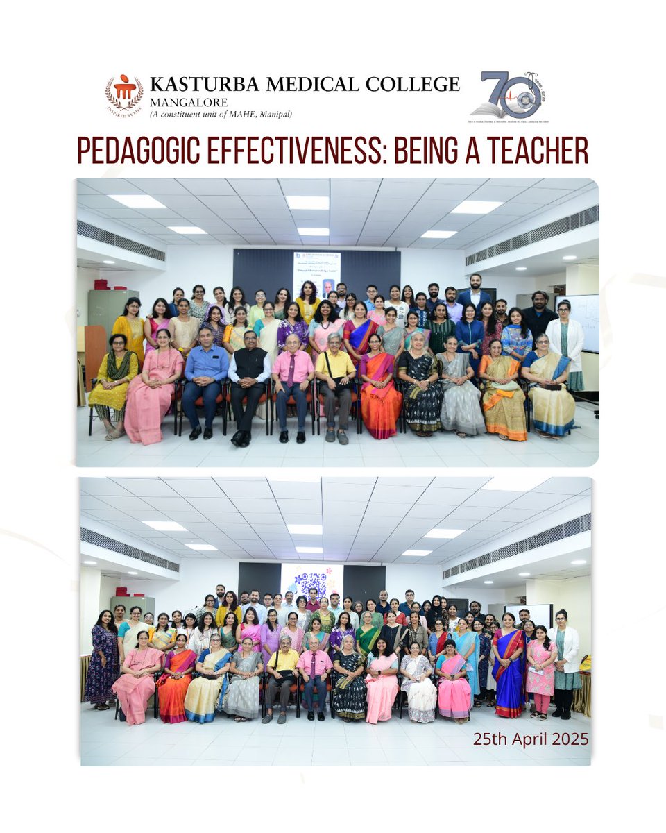 As part of its Diamond Jubilee year of PG, the Dept of Pathology, KMC Mangalore, hosted Dr K. Ramnarayan (Pro Chancellor, SMU) for a session on “Pedagogic Effectiveness: Being a Teacher”. 

#KMCMangalore #MedicalEducation #TeachingExcellence