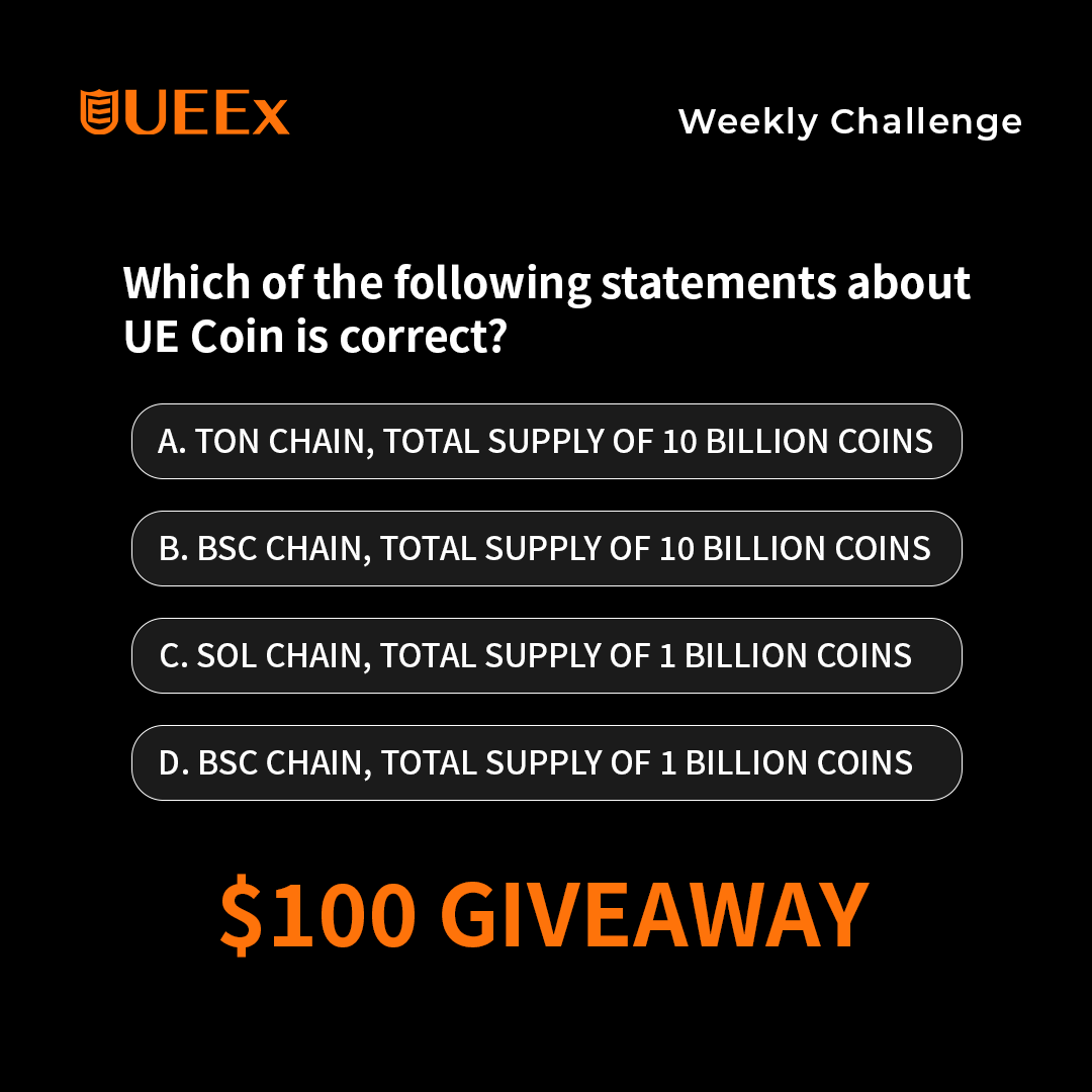 UEEx_official's tweet photo. 🚀 UEEx Weekly Challenge: $100 USDT GIVEAWAY! 🎉

Select the correct statements about UE Coin🔥

🔹 Follow @UEEx_Official
🔹 Like & RT this post
🔹 Comment your answer with #UEExWeeklyChallenge & tag 3 friends
🔹 10 winners × 2,000 UE Coin up for grabs!

📅 Event Duration: 72 hours

🔥 Join now & don’t miss out!

#CryptoTrivia #UEEx #Giveaway #WinUSDT #TradingChallenge