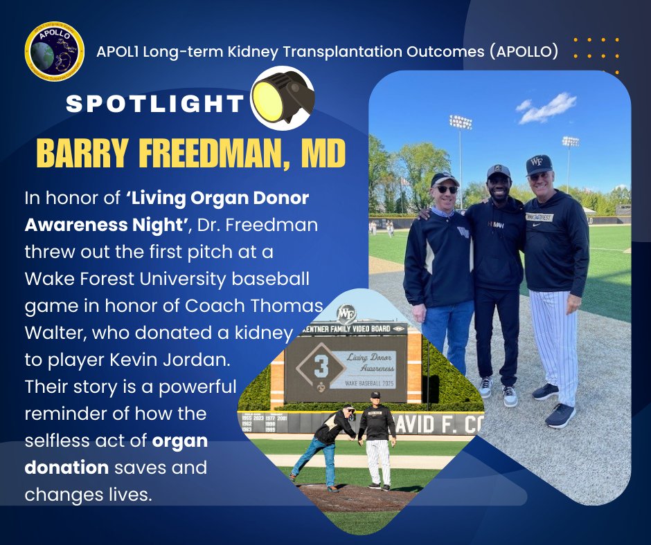 APOLLO_Network13 (@apollonetwork13) on Twitter photo ⚾🫶 #DonateLifeMonth 2025: <a href="/ApolloNetwork13/">APOLLO_Network13</a>' #BarryFreedmanMD (Coordinating Center PI) threw out 1st pitch at <a href="/WakeForest/">Wake Forest University</a> Baseball’s #LivingDonorAwarenessDay.🤲🏽
🏟The event honors stories like a coach who donated a kidney to player —#TransplantationSavesLives
🦋💙💚 <a href="/DonateLife/">Donate Life America</a> ⚾🫶 #DonateLifeMonth 2025: <a href="/ApolloNetwork13/">APOLLO_Network13</a>' #BarryFreedmanMD (Coordinating Center PI) threw out 1st pitch at <a href="/WakeForest/">Wake Forest University</a> Baseball’s #LivingDonorAwarenessDay.🤲🏽
🏟The event honors stories like a coach who donated a kidney to player —#TransplantationSavesLives
🦋💙💚 <a href="/DonateLife/">Donate Life America</a>