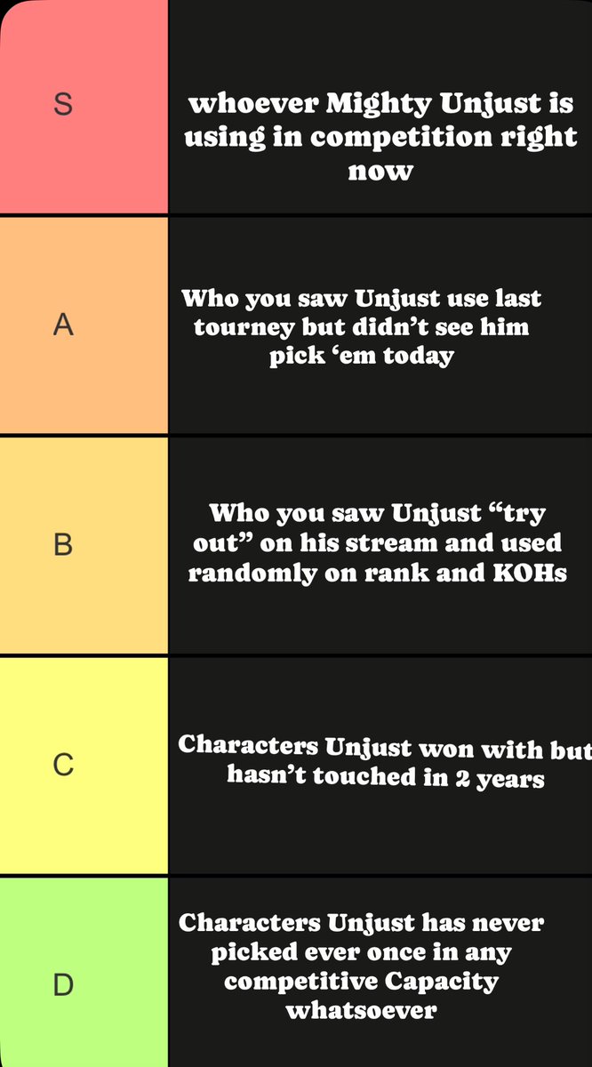 Brant McCaskill (@bambamguitar) on Twitter photo Official Mortal Kombat 1 tier list. I’ve seen <a href="/SonicFox/">SonicFox @ COMBOBREAKER</a> <a href="/AF0xyGrampa/">A F0xy Grampa 🇬🇧</a> <a href="/TweedyMK/">TweedyMK</a> and many other top/mid players’ tier list but the one true tier list that remains unmatched is mine. I’m posting it for the first time in 2 years to help the community pick correctly. You’re welcome Official Mortal Kombat 1 tier list. I’ve seen <a href="/SonicFox/">SonicFox @ COMBOBREAKER</a> <a href="/AF0xyGrampa/">A F0xy Grampa 🇬🇧</a> <a href="/TweedyMK/">TweedyMK</a> and many other top/mid players’ tier list but the one true tier list that remains unmatched is mine. I’m posting it for the first time in 2 years to help the community pick correctly. You’re welcome