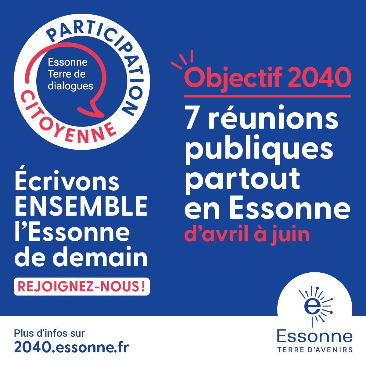 RAPPEL – Réunion publique demain ! 
Depuis 10 ans, aux côtés des élus du Département, je m’engage pour améliorer le quotidien des Essonniens et bâtir un territoire plus solidaire, attractif et durable.

📣 Demain, je vous donne rendez-vous pour imaginer ensemble l’#Essonne2040 !