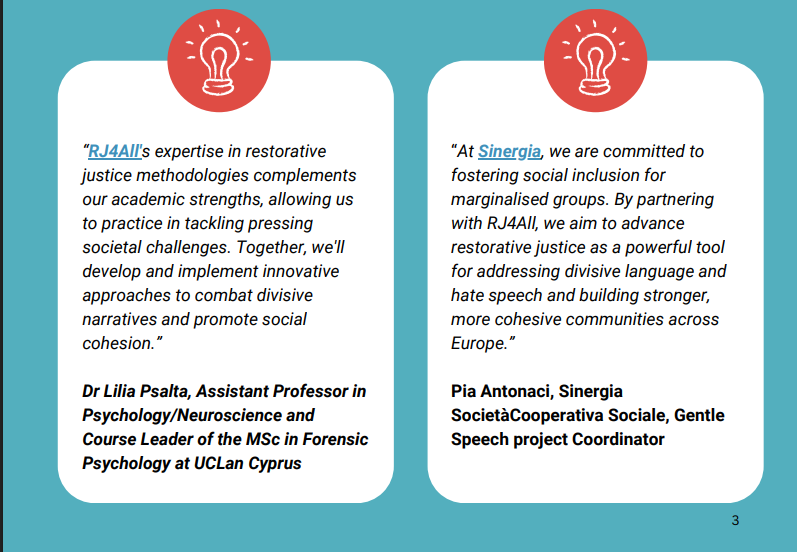 🌍 RJ4All Europe is spreading restorative justice across Europe, promoting fairness, equality, and human rights.

✨ Here’s a glimpse of what our partners are saying about our vision

💬 Check out our latest impact report!: rj4all.eu/2025/04/14/rj4…

#RestorativeJustice