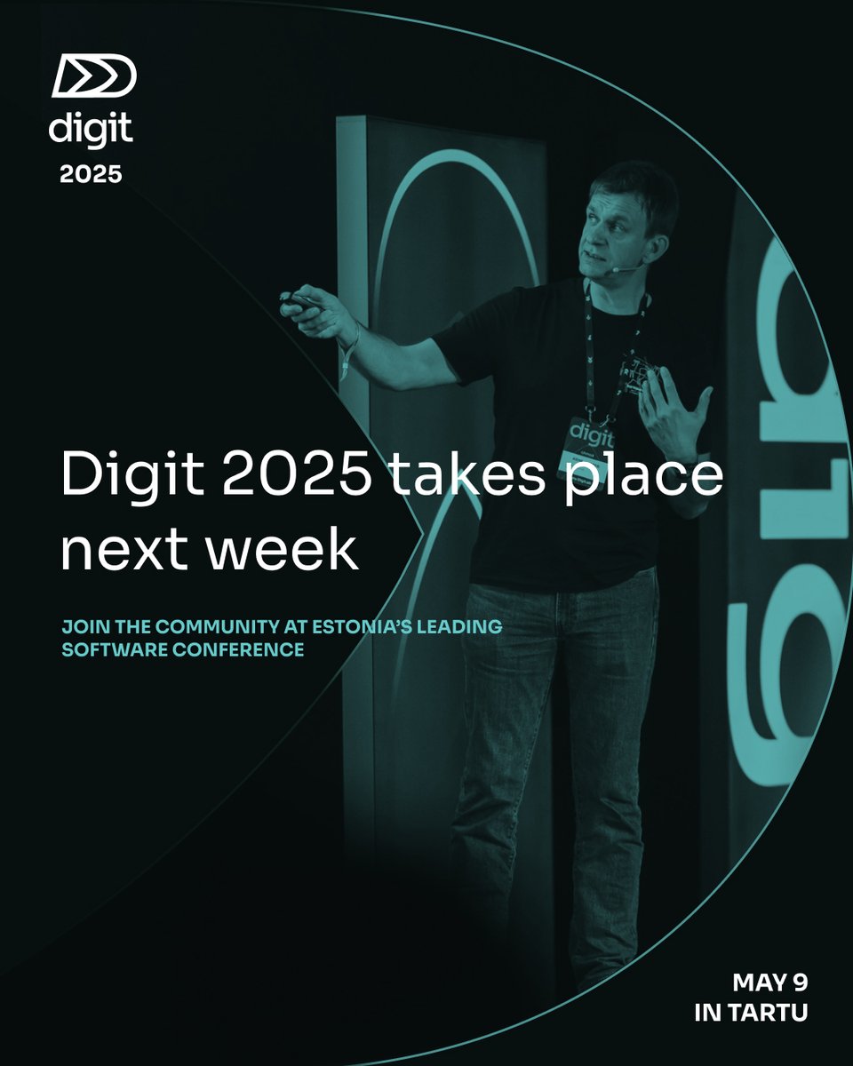 🚨 Just one week to go: Digit 2025 is landing in Tartu on May 9!

A full day of in-depth tech talks, hands-on workshops, and opportunities to connect with the software community.

Join us 👉 fienta.com/digitconf2025

#digitconf