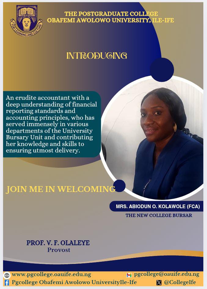 Introducing the new Postgraduate College Bursar...