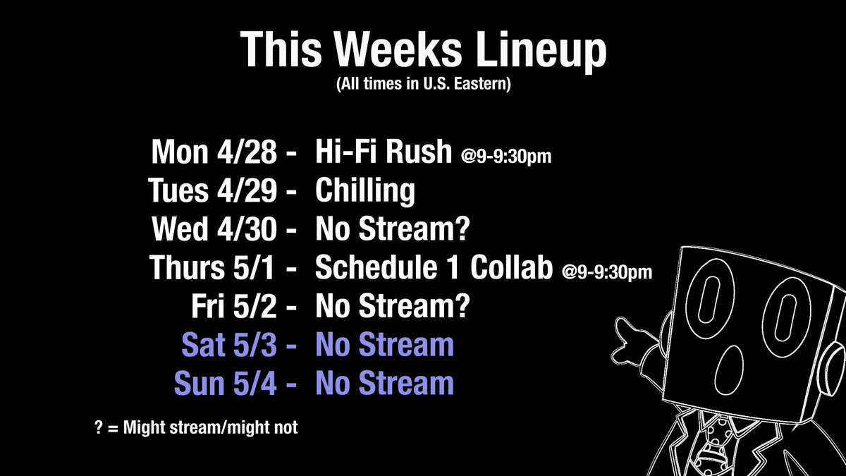 Schedule thing that I do sometimes, yes yes