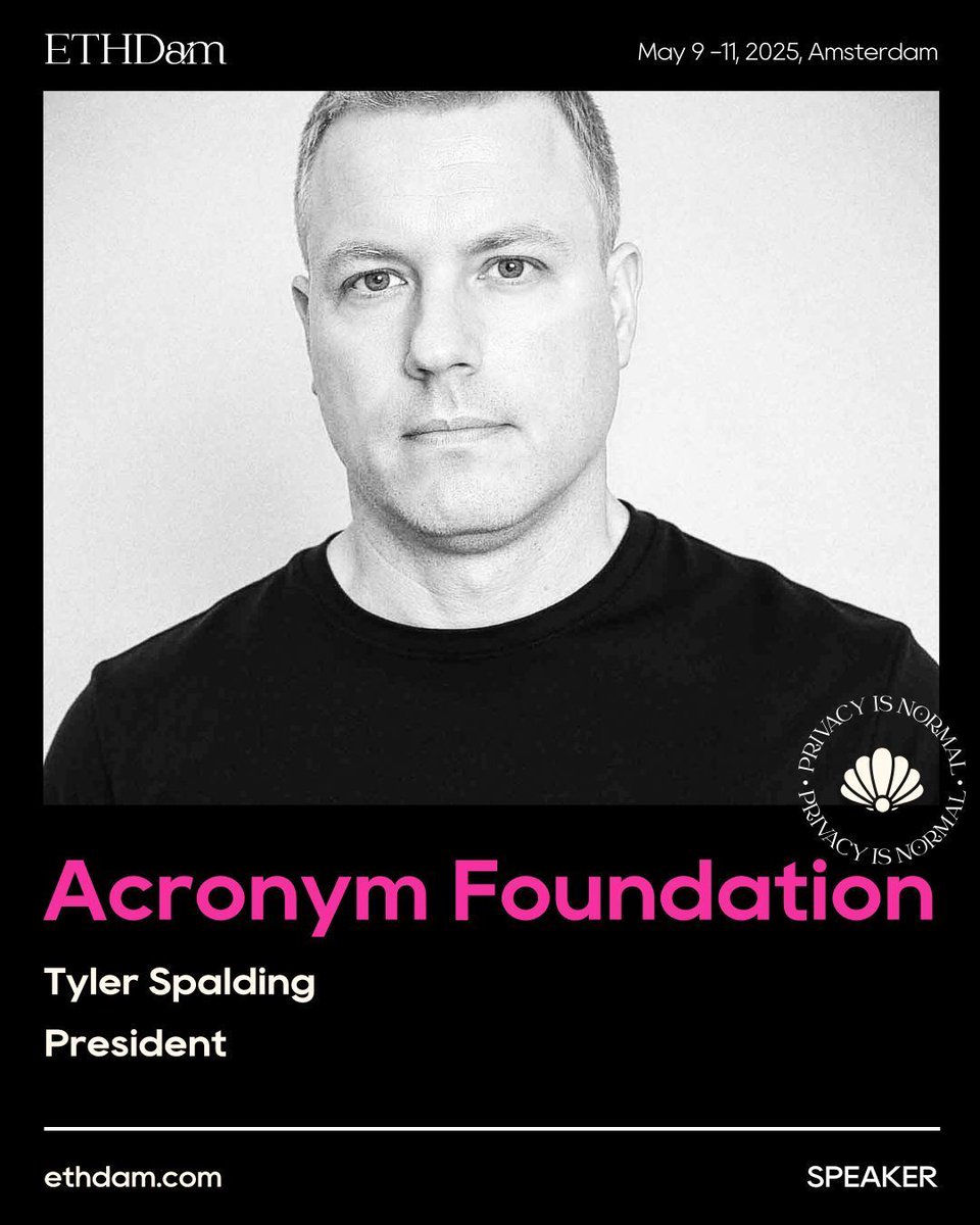 CryptoCanal priv/acc (@cryptocanal) on Twitter photo 🎤 #ETHDam Speaker Announcement! Welcoming <a href="/trspalding/">Tyler Spalding</a> from <a href="/anvil_xyz/">Anvil</a> and <a href="/acr_nym_fdn/">Acronym Foundation</a> to the stage. 🔥
Tyler is the President of the Acronym Foundation, where he leads Web3 projects like Anvil and the Digital Spenders Club. Previously Co-Founder of Flexa and CTO at Raise. 🎤 #ETHDam Speaker Announcement! Welcoming <a href="/trspalding/">Tyler Spalding</a> from <a href="/anvil_xyz/">Anvil</a> and <a href="/acr_nym_fdn/">Acronym Foundation</a> to the stage. 🔥
Tyler is the President of the Acronym Foundation, where he leads Web3 projects like Anvil and the Digital Spenders Club. Previously Co-Founder of Flexa and CTO at Raise.