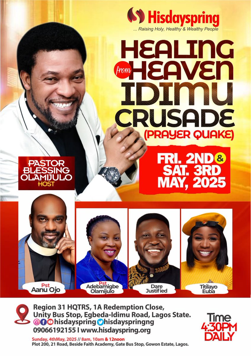 hisdayspringNG's tweet photo. We're #ADaysAway
Thank you Father for bringing us thus far.
#wearegrateful
#HFHC25
#PRAYERQUAKE
#HISDAYSPRING https://t.co/pszH6OULZF