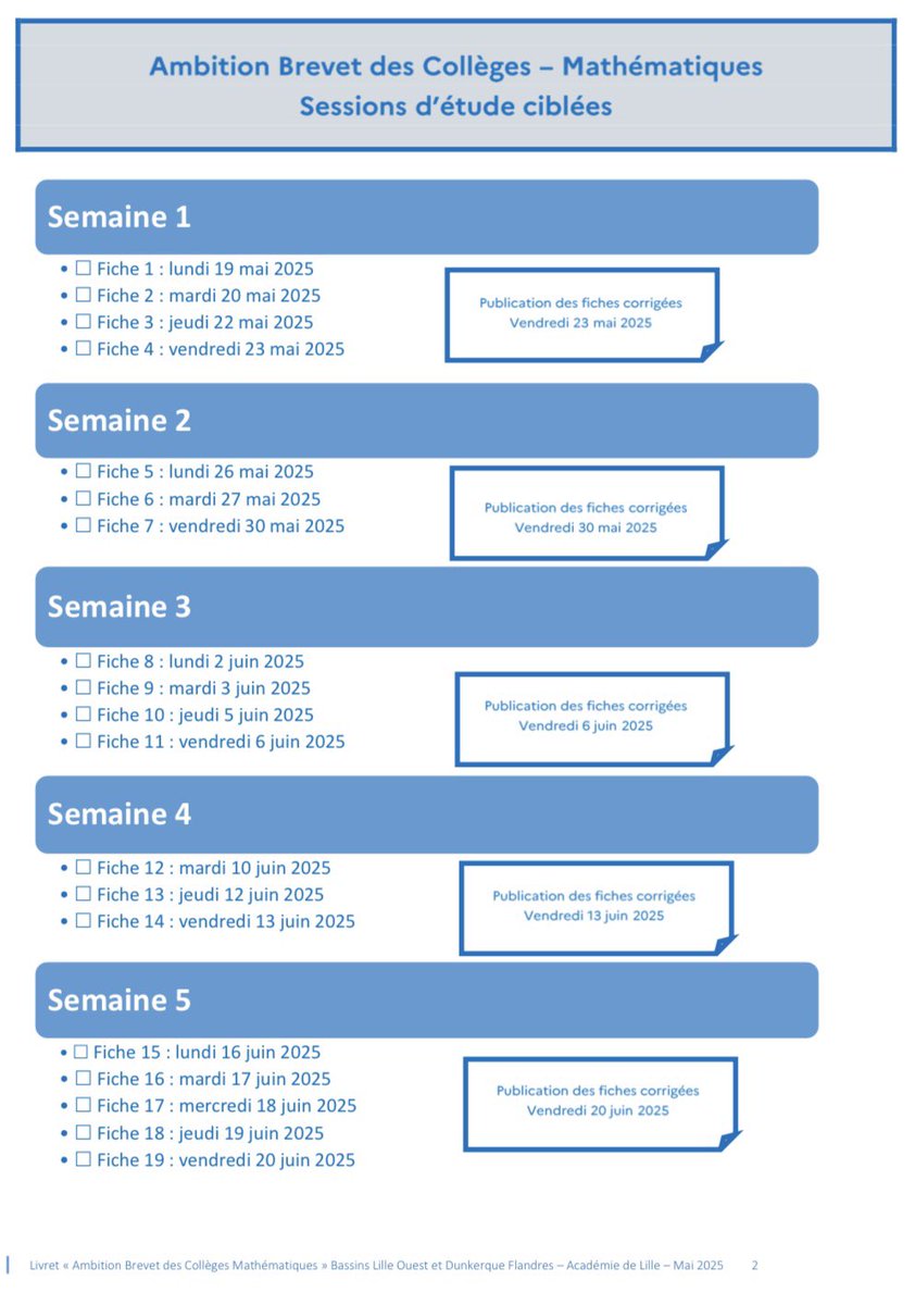 Livret « Ambition Brevet des collèges » : aider les élèves à préparer l’épreuve de maths du DNB en confiance. Dix-neuf fiches : à chacun son parcours de révision (pratique guidée, autonome, exercices de brevet). Belle dynamique de territoire : bravo aux professeurs 👏👍
