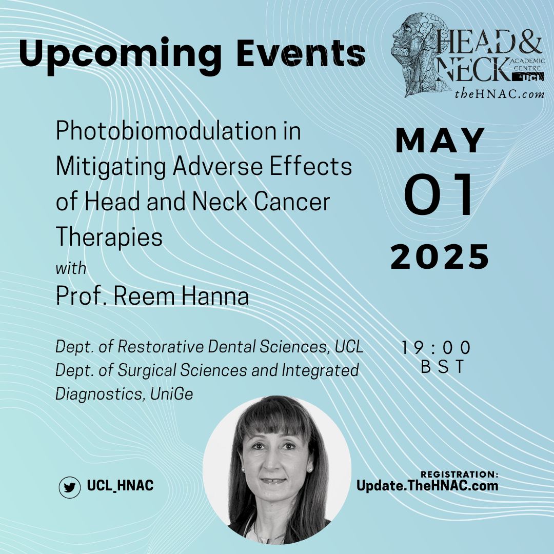 UCL Head & Neck Academic Centre (@ucl_hnac) on Twitter photo You still have time to register for our first free lecture of 2025 with Prof. Hanna of <a href="/ucleastman/">UCL Eastman</a>
Register: update.theHNAC.com
#medtwitter #dentallife You still have time to register for our first free lecture of 2025 with Prof. Hanna of <a href="/ucleastman/">UCL Eastman</a>
Register: update.theHNAC.com
#medtwitter #dentallife