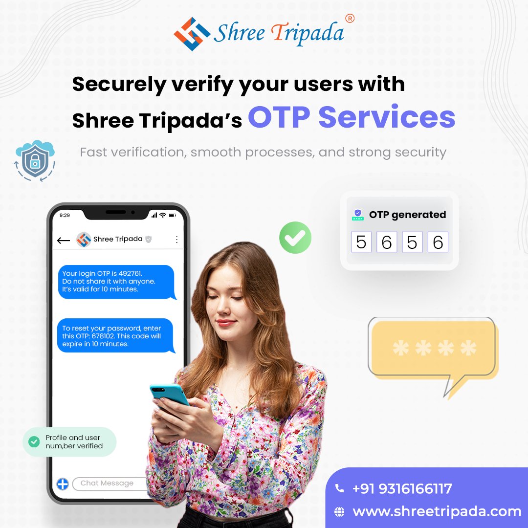 shreetripada's tweet image. Deliver OTPs in seconds with Shree Tripada’s trusted SMS gateway. Protect your platform with seamless verification!

📞 Contact: +91 9316166117

#BulkSMS #OTPService #OTPSolutions #OTPSMS #SecureLogin #OTPVerification #OTPSecurity #OneTimePassword
