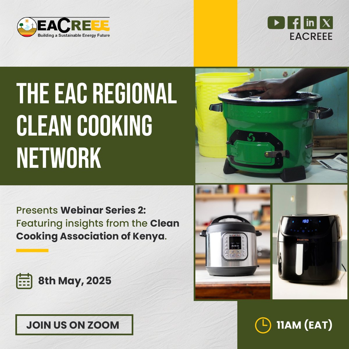 Coming Soon: Regional Clean Cooking Network Webinar Serie 2 featuring insights from <a href="/CleanCookingKe/">Clean Cooking Association of Kenya</a> 
🕒: 11:00Am (EAT)
🔗: bit.ly/4jHkDx3

Series 2 dives into clean cooking practices with potential to scale-building an environment that fuels growth across the sector