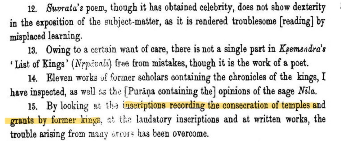 We’ll be reading Kalhaṇa’s Rājataraṅgiṇī, a 12th century history of Kashmir, at Sanskrit Reading Night tomorrow.

Kalhaṇa is renowned by historiographers for his rigor, analyzing land grants &amp; temple inscriptions almost archaeologically to discover the truth. DM for details!