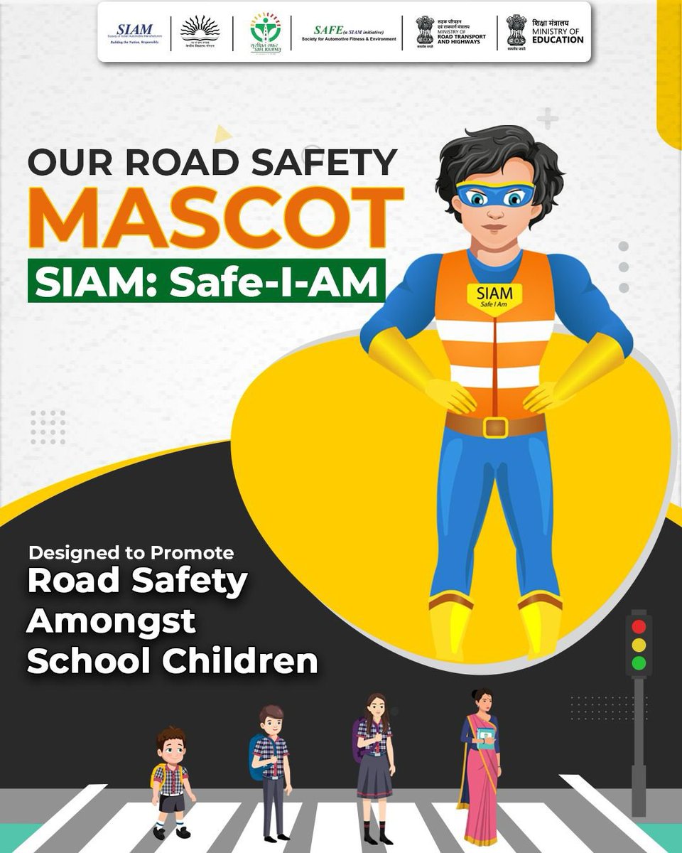 On the occasion of the launch of SIAM-KVS Road Safety Online Education Program, SIAM officially presented its Road Safety Mascot for school children,  Safe-I-AM (People Call Me SIAM). The mascot will become the face of SIAM's efforts to educate and sensitize the young generation