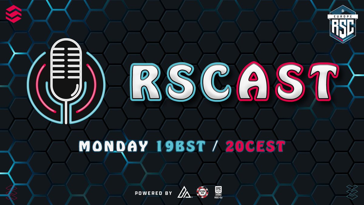 RSC EU (@rsc_eu) on Twitter photo 📣 RSCast! 📣
Come and Join the Team as they sum up all the action from Week 9 & Review the Play-Off Bracket Predictions for each tier!
🎙 - @sirpigasus, <a href="/RhinoCasts11/">RhinoCasts</a> & <a href="/KingsmanGas/">Kingsman Gas</a>
🎬 - @aarondent44
📺 - twitch.tv/rsc_eu 📣 RSCast! 📣
Come and Join the Team as they sum up all the action from Week 9 & Review the Play-Off Bracket Predictions for each tier!
🎙 - @sirpigasus, <a href="/RhinoCasts11/">RhinoCasts</a> & <a href="/KingsmanGas/">Kingsman Gas</a>
🎬 - @aarondent44
📺 - twitch.tv/rsc_eu
