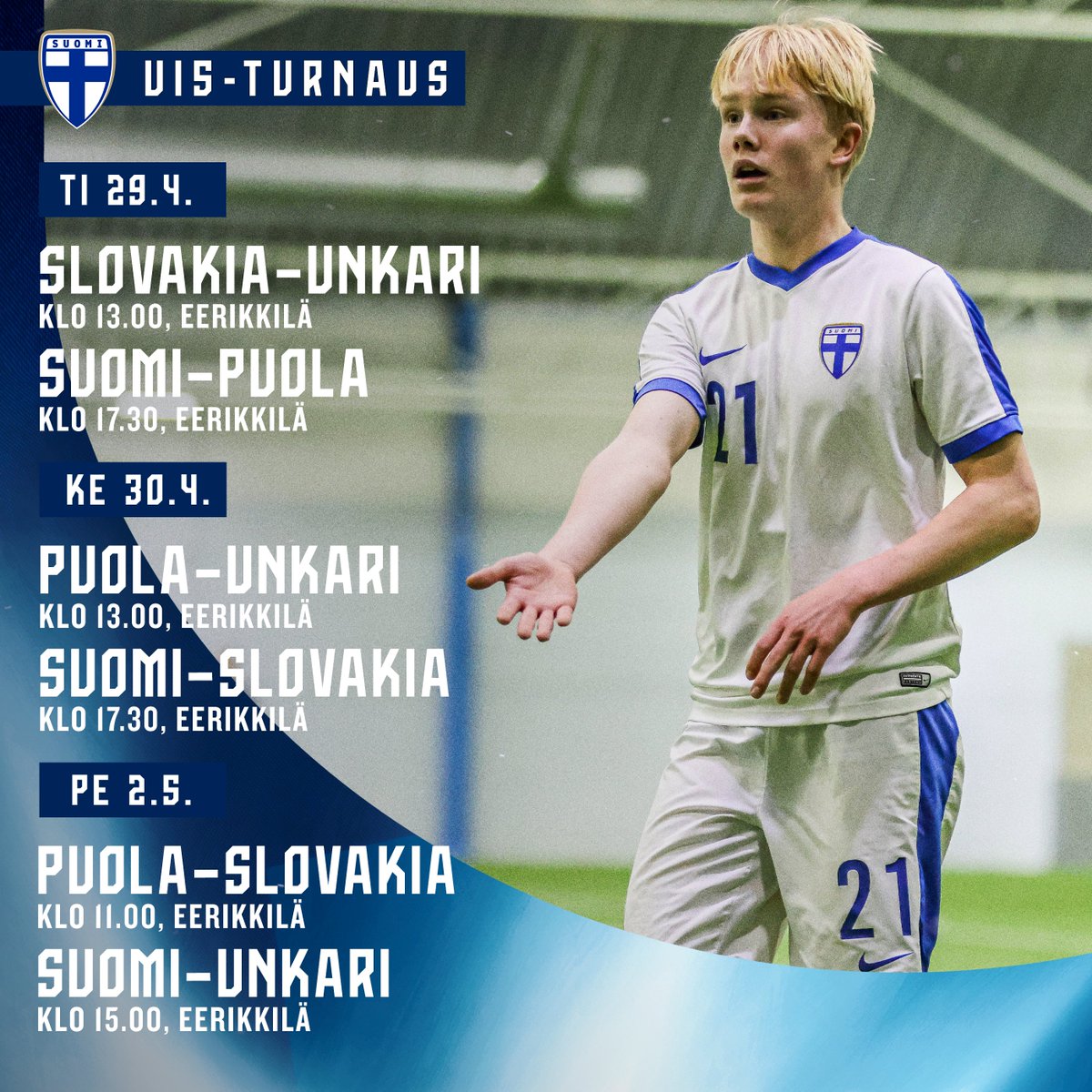 Huomenna mennään! 🦉

Suomen ottelut näkyvät suorana ja selostettuna Palloliiton YouTube-kanavalla. Turnauksen kaikkiin matseihin on vapaa sisäänpääsy! ⚽️ #Minihuuhkajat
