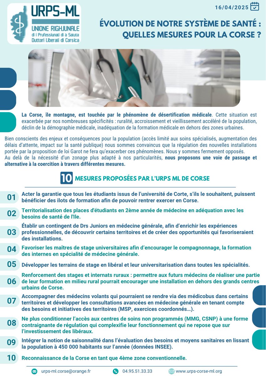 #DésertsMédicaux 
Au delà de notre opposition au projet de #LoiGarot, nous avons ces dernières semaines établi 10 mesures centrées notamment sur la formation et l’universitarisation de nos territoires. 

Une alternative à la coercition existe.