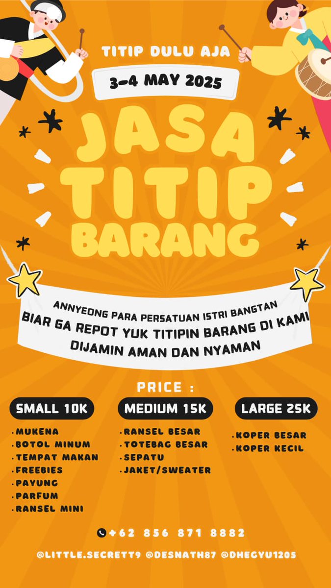 dv_dv125's tweet photo. ANNYEONG ARMY ...

OPEN TITIP BARANG J-HOPE CONCERT (HOPE ON THE STAGE JKT)
3-4 MEI 2025 
Barang kali ada yg mau jastip barang biar gak repot tengteng" ..
Yuk titip barang di kita ..
Star from 10k - 25k aja https://t.co/L0lgiSdoHP