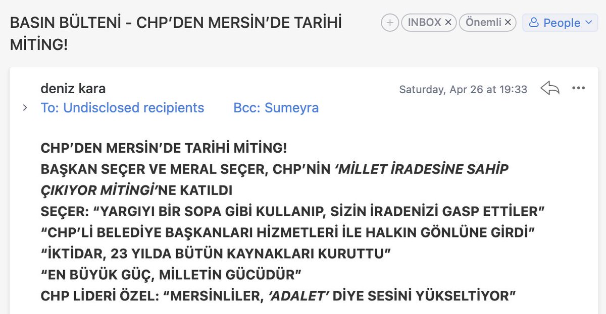 Çok kıymetli Mersin BB Belediyesi yetkilileri, Deniz hanıma beni bülten listesinden çıkarmasını defaatle yazdığım halde, hala rızam dışında bana bu bültenler gönderiliyor. Ne yapayım, şikayet mi edeyim? <a href="/mersin_bld/">Mersin Büyükşehir Belediyesi</a> <a href="/VahapSecer/">Vahap Seçer</a>