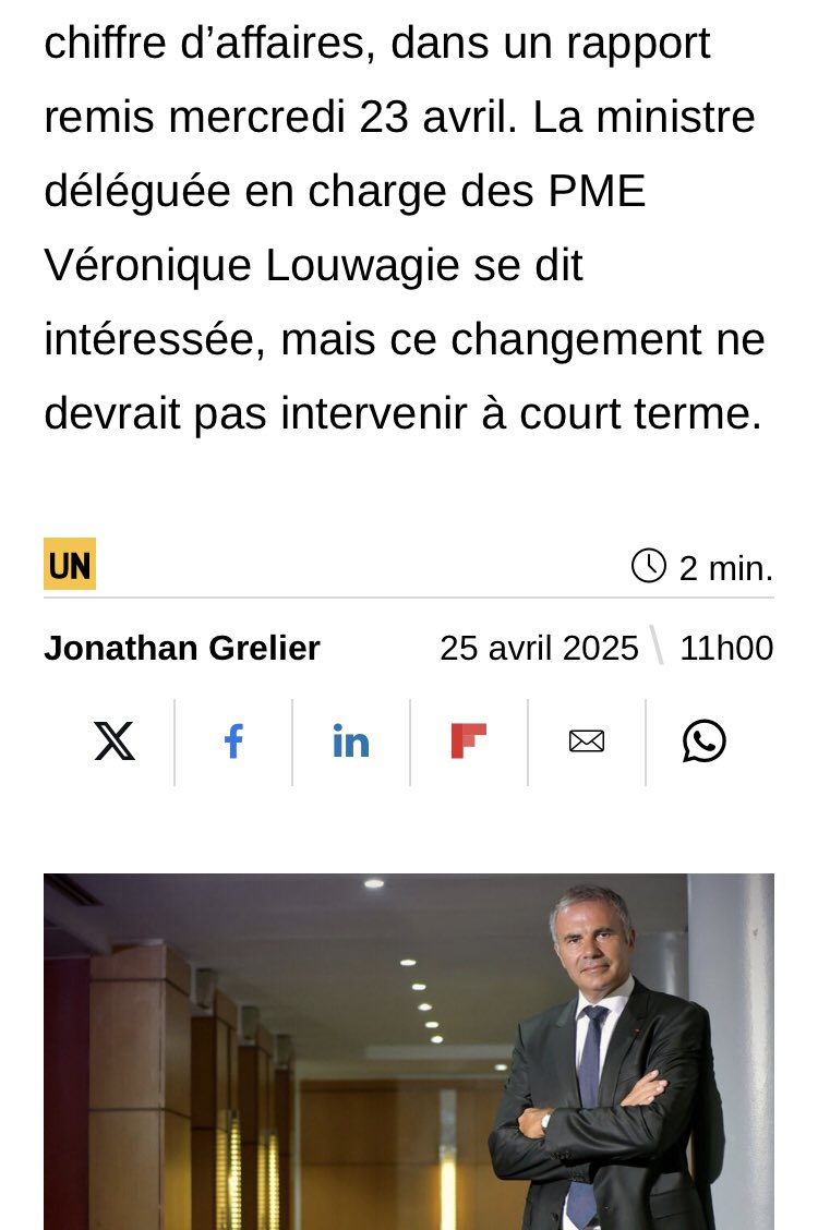 Pierre Pelouzet (@ppelouzet) on Twitter photo « Le gouvernement réfléchit à augmenter les sanctions à l’encontre des mauvais payeurs »
Lire <a href="/JonathanGrelier/">Jonathan Grelier</a> ds l’<a href="/usinenouvelle/">L'Usine Nouvelle</a>
Suite au rapport que j’ai remis avec la <a href="/MediationCredit/">Médiation du crédit</a> à <a href="/VeroLouwagie/">Véronique Louwagie</a> au <a href="/Economie_Gouv/">Ministère de l'Économie et des Finances</a>
usinenouvelle.com/editorial/le-g… « Le gouvernement réfléchit à augmenter les sanctions à l’encontre des mauvais payeurs »
Lire <a href="/JonathanGrelier/">Jonathan Grelier</a> ds l’<a href="/usinenouvelle/">L'Usine Nouvelle</a>
Suite au rapport que j’ai remis avec la <a href="/MediationCredit/">Médiation du crédit</a> à <a href="/VeroLouwagie/">Véronique Louwagie</a> au <a href="/Economie_Gouv/">Ministère de l'Économie et des Finances</a>
usinenouvelle.com/editorial/le-g…